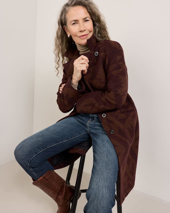 WOMEN'S JACQUARD WOOL OVERCOAT
